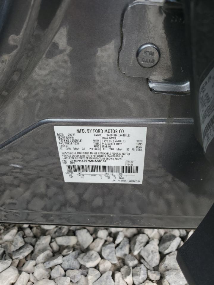 2021 Ford Edge Sel VIN: 2FMPK4J97MBA50102 Lot: 61660865