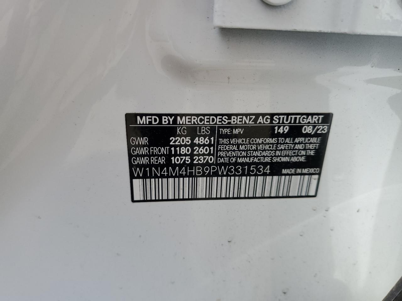 2023 Mercedes-Benz Glb 250 4Matic VIN: W1N4M4HB9PW331534 Lot: 61071515