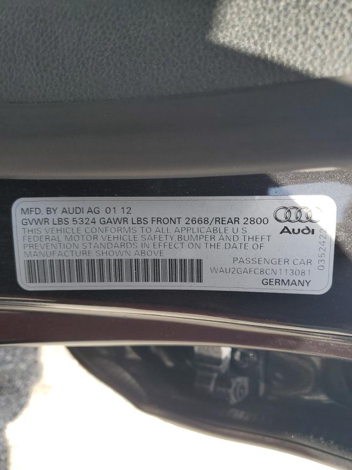 2012 Audi A7 Prestige VIN: WAU2GAFC8CN113081 Lot: 62189975