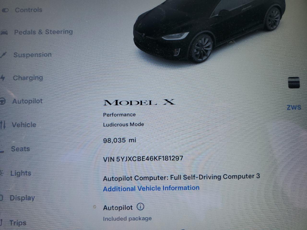 2019 Tesla Model X VIN: 5YJXCBE46KF181297 Lot: 59371295