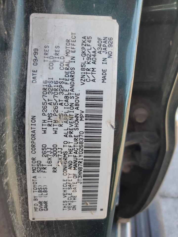 2000 Toyota 4Runner Limited VIN: JT3HN87R1Y0268370 Lot: 61373945