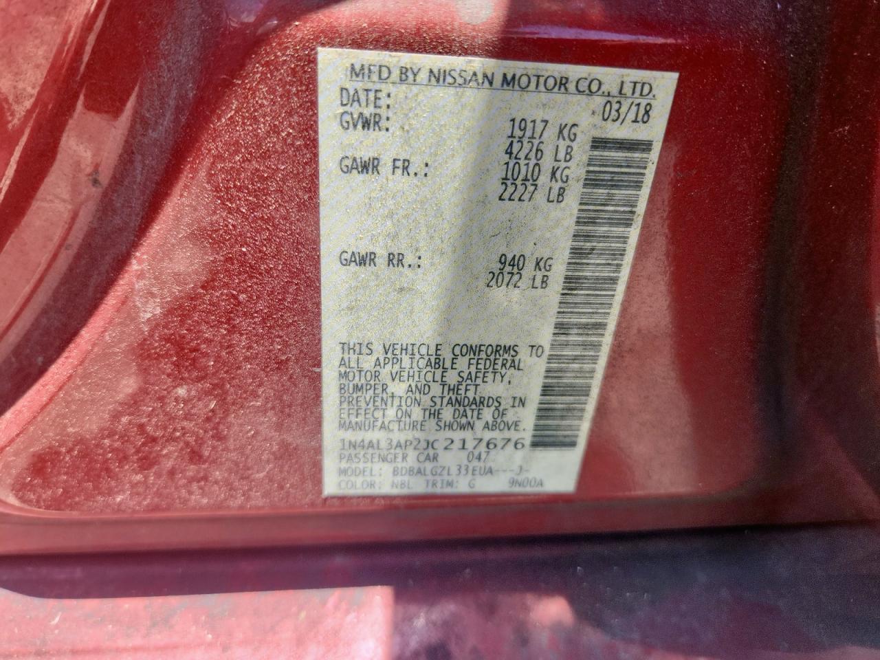 1N4AL3AP2JC217676 NISSAN ALTIMA 2018