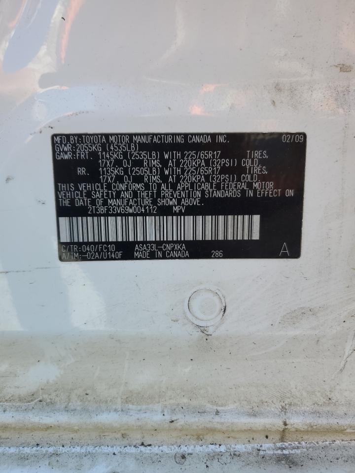 2009 Toyota Rav4 VIN: 2T3BF33V69W004112 Lot: 59358835