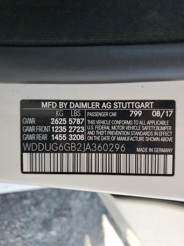 2018 Mercedes-Benz S 450 VIN: WDDUG6GB2JA360296 Lot: 58076065