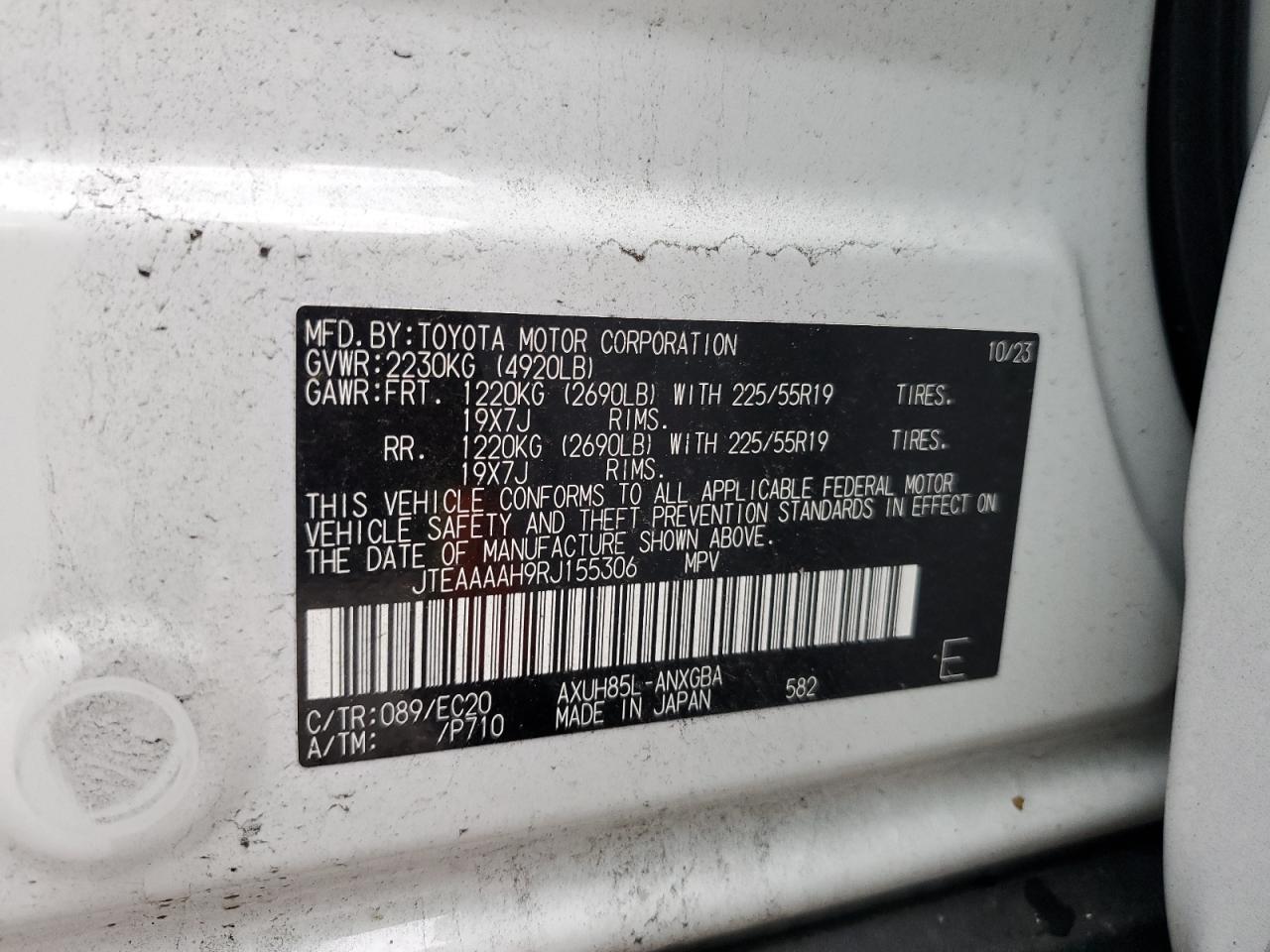 2024 Toyota Venza Le VIN: JTEAAAAH9RJ155306 Lot: 62926925