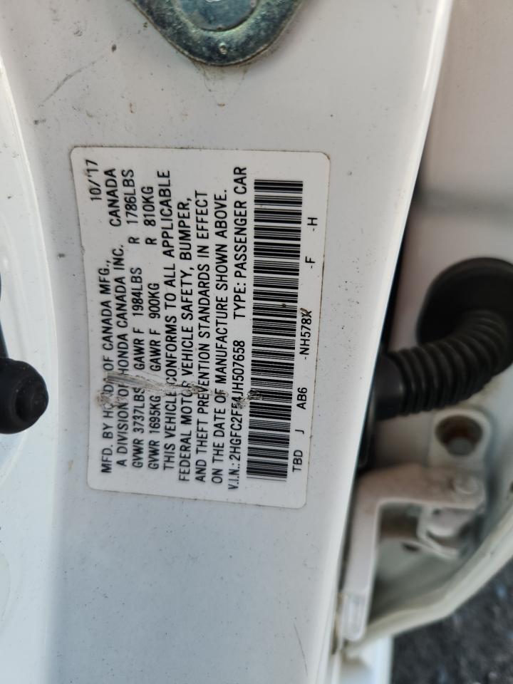2018 Honda Civic Lx VIN: 2HGFC2F54JH507658 Lot: 59929685