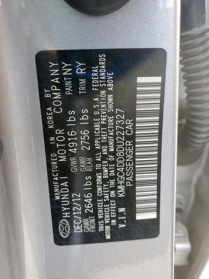 2013 Hyundai Genesis 3.8L VIN: KMHGC4DD8DU227327 Lot: 61156535
