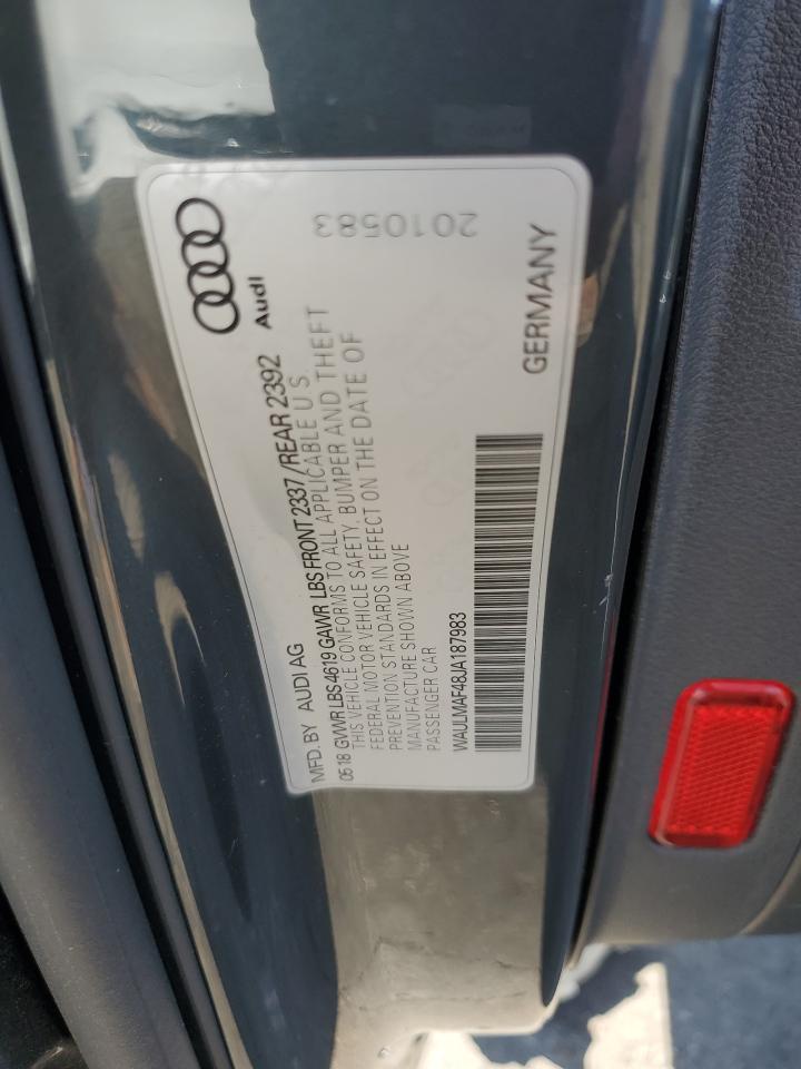 2018 Audi A4 Premium Plus VIN: WAULMAF48JA187983 Lot: 60717625