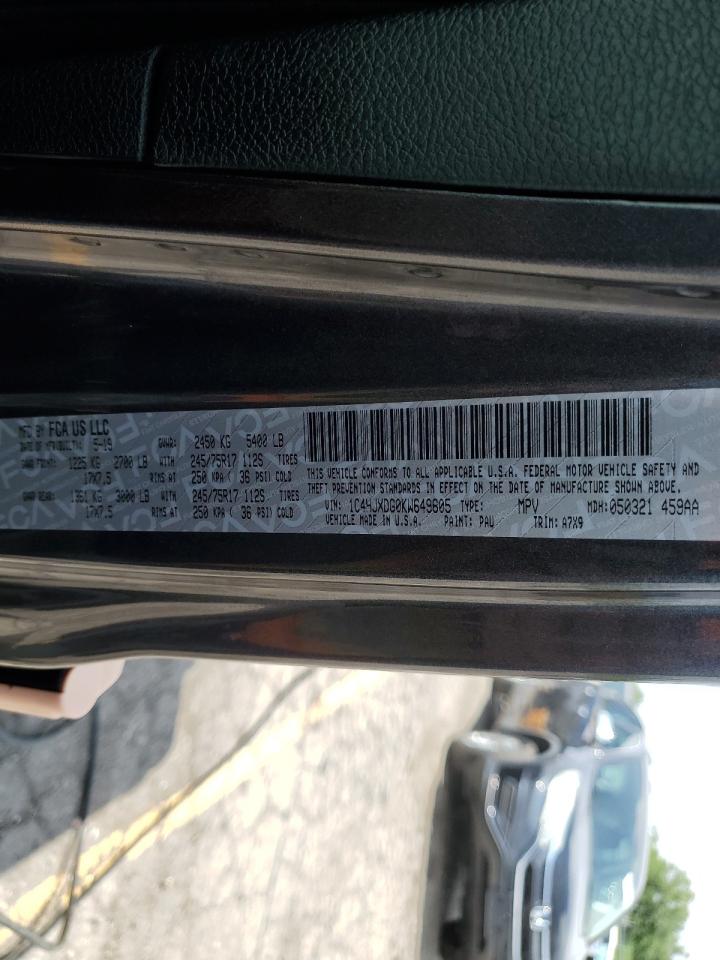 2019 Jeep Wrangler Unlimited Sport VIN: 1C4HJXDG0KW649605 Lot: 62506985