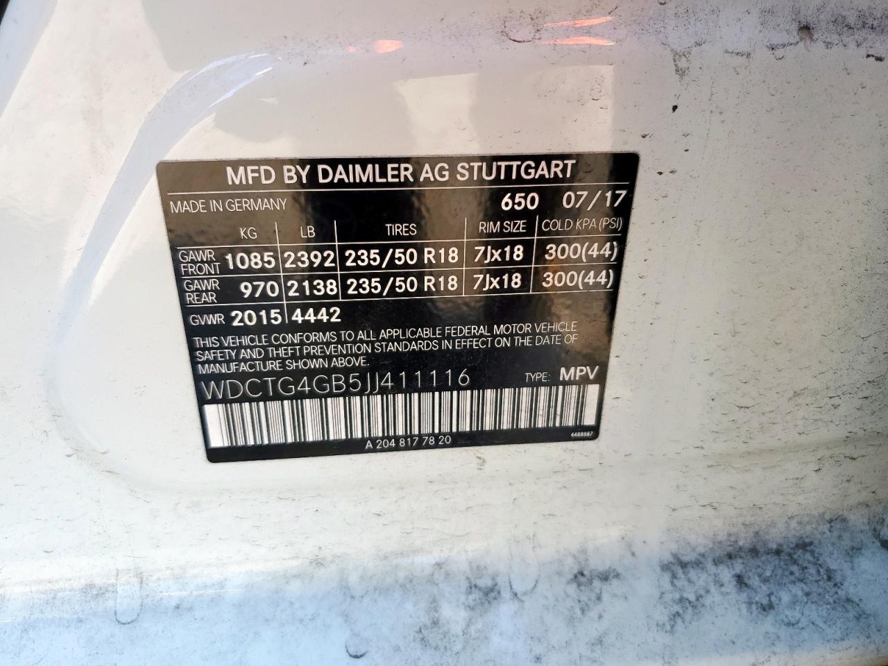 2018 Mercedes-Benz Gla 250 4Matic VIN: WDCTG4GB5JJ411116 Lot: 61432975