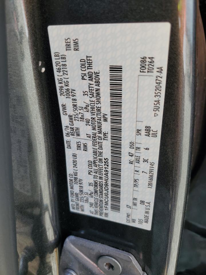 1FMCU0JD9HUA91255 FORD ESCAPE 2017