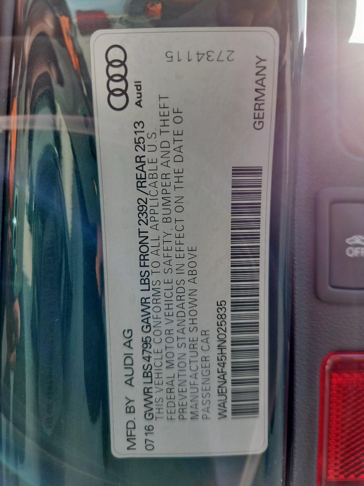 2017 Audi A4 Premium Plus VIN: WAUENAF45HN025835 Lot: 62042555
