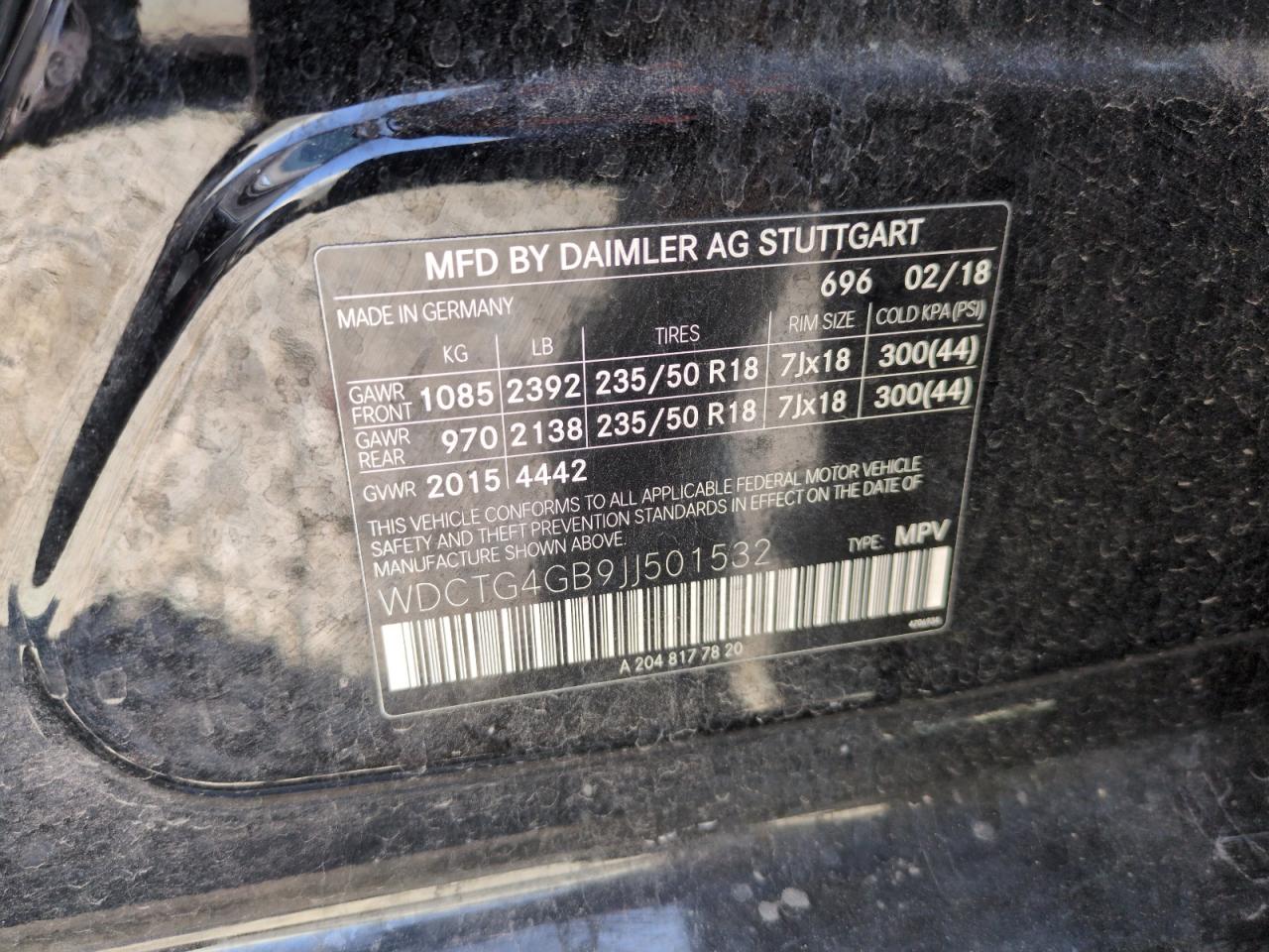 wdctg4gb9jj501532 WDCTG4GB9JJ501532 2018 Mercedes-Benz Gla 250 4Matic