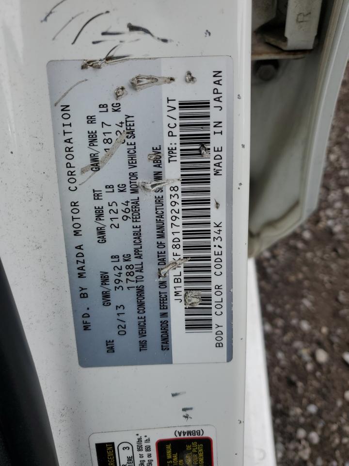 2013 Mazda 3 I VIN: JM1BL1KF8D1792938 Lot: 59362045