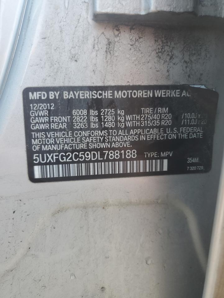 2013 BMW X6 xDrive35I VIN: 5UXFG2C59DL788188 Lot: 59176935