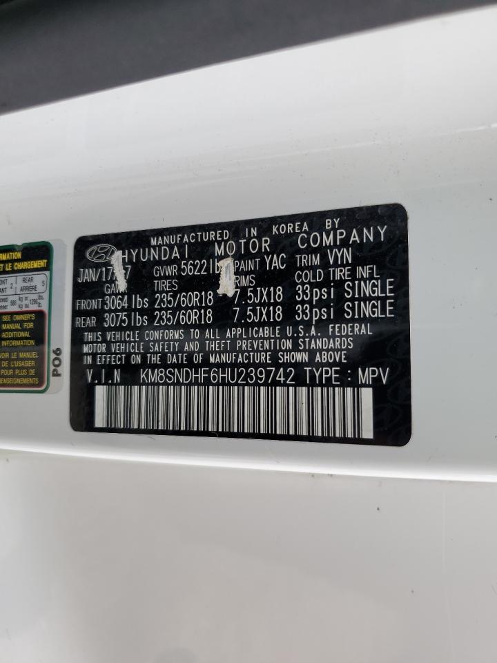 HYUNDAI SANTA FE 2017 VIN KM8SNDHF6HU239742 фото 14