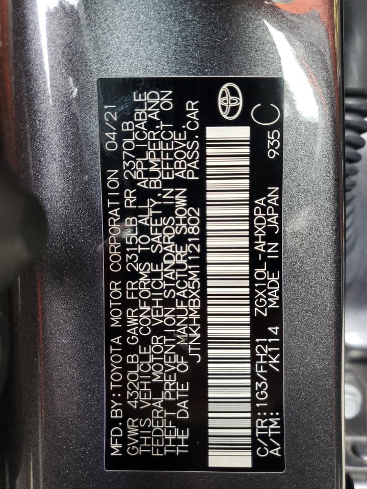 2021 Toyota C-Hr Xle VIN: JTNKHMBX5M1121802 Lot: 62194275