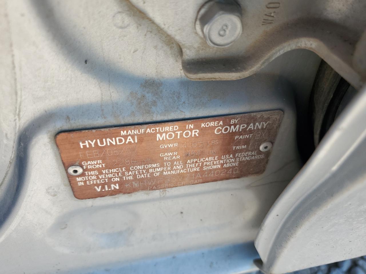 2001 Hyundai Sonata Gls VIN: KMHWF35V71A440240 Lot: 62955655