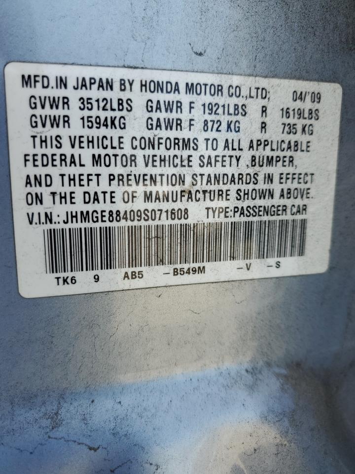 2009 Honda Fit Sport VIN: JHMGE88409S071608 Lot: 59630605