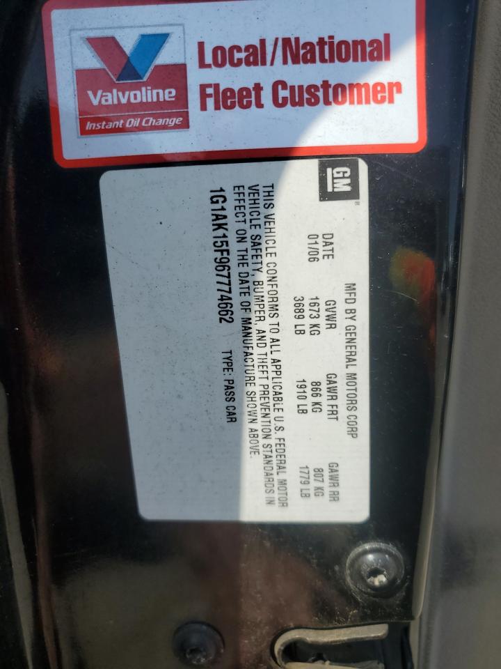 2006 Chevrolet Cobalt Ls VIN: 1G1AK15F967774662 Lot: 62508675