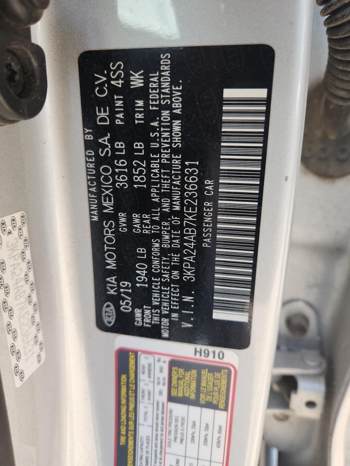 2019 Kia Rio S VIN: 3KPA24AB7KE236631 Lot: 61922945
