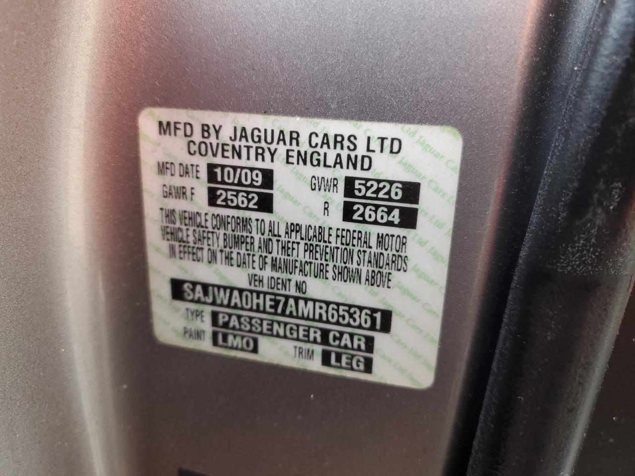 2010 Jaguar Xf Supercharged VIN: SAJWA0HE7AMR65361 Lot: 61667455