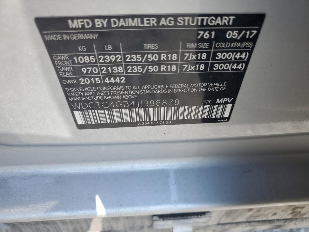 2018 Mercedes-Benz Gla 250 4Matic VIN: WDCTG4GB4JJ388878 Lot: 62166985