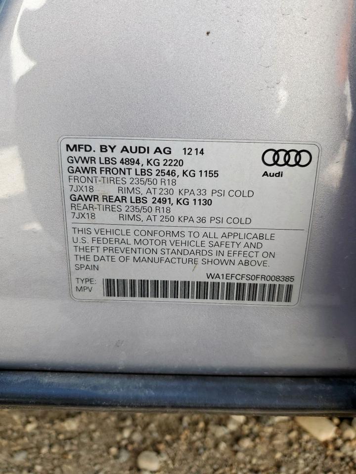 2015 Audi Q3 Premium Plus VIN: WA1EFCFS0FR008385 Lot: 62588955
