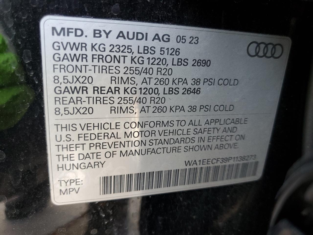 2023 Audi Q3 Premium Plus S Line 45 VIN: WA1EECF39P1138273 Lot: 62600285