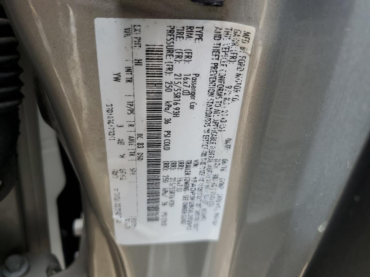 2016 Ford Focus Se VIN: 1FADP3F28GL352913 Lot: 63055955