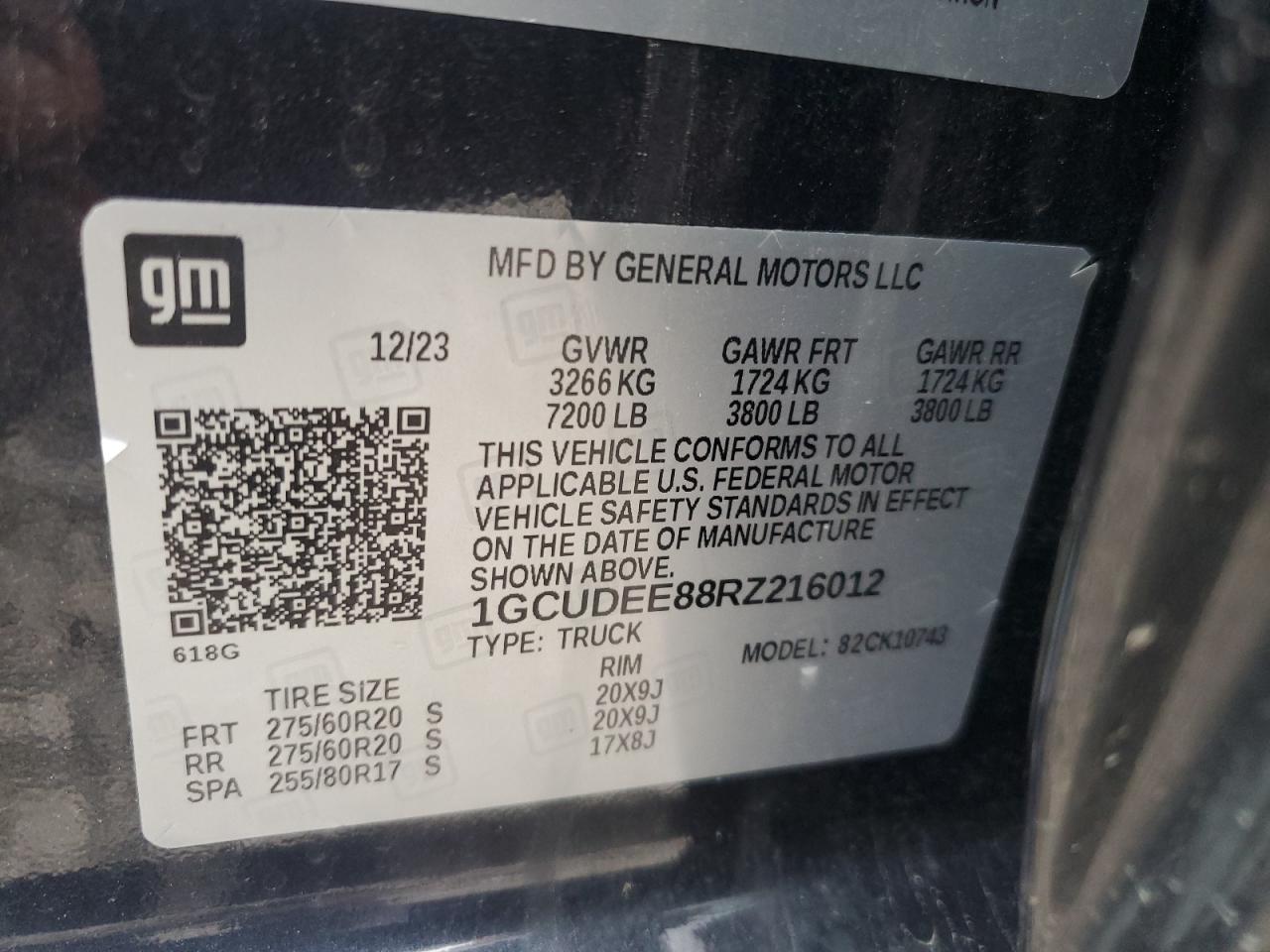 1GCUDEE88RZ216012 CHEVROLET ALL Models 2024