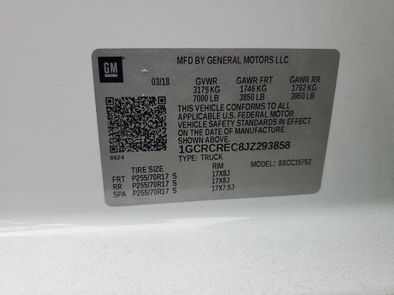 1GCRCREC8JZ293858 CHEVROLET ALL Models 2018