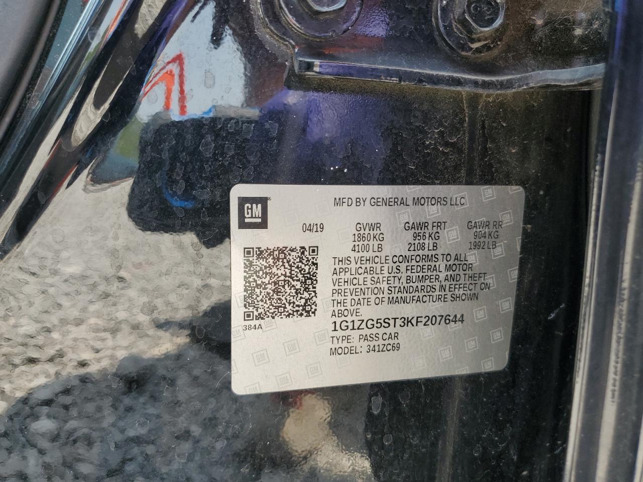 1G1ZG5ST3KF207644 CHEVROLET MALIBU 2019