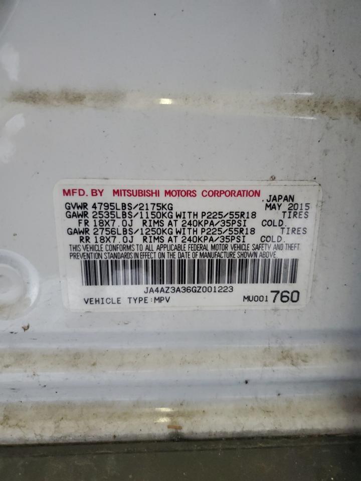 2016 Mitsubishi Outlander Se VIN: JA4AZ3A36GZ001223 Lot: 62222405