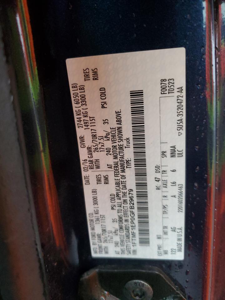 2016 Ford F150 VIN: 1FTMF1EP0GFB29679 Lot: 60629415