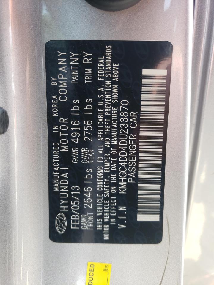 2013 Hyundai Genesis 3.8L VIN: KMHGC4DD4DU233870 Lot: 60098865