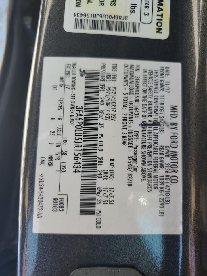 3FA6P0LU5JR156434 FORD FUSION 2018