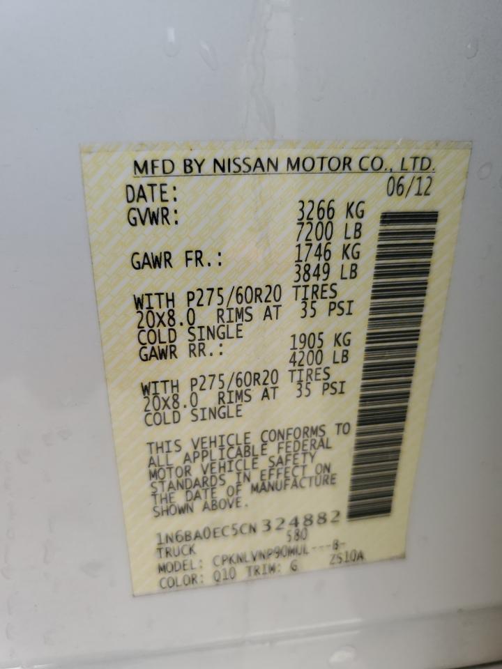 NISSAN TITAN 2012 VIN 1N6BA0EC5CN324882 photo 13