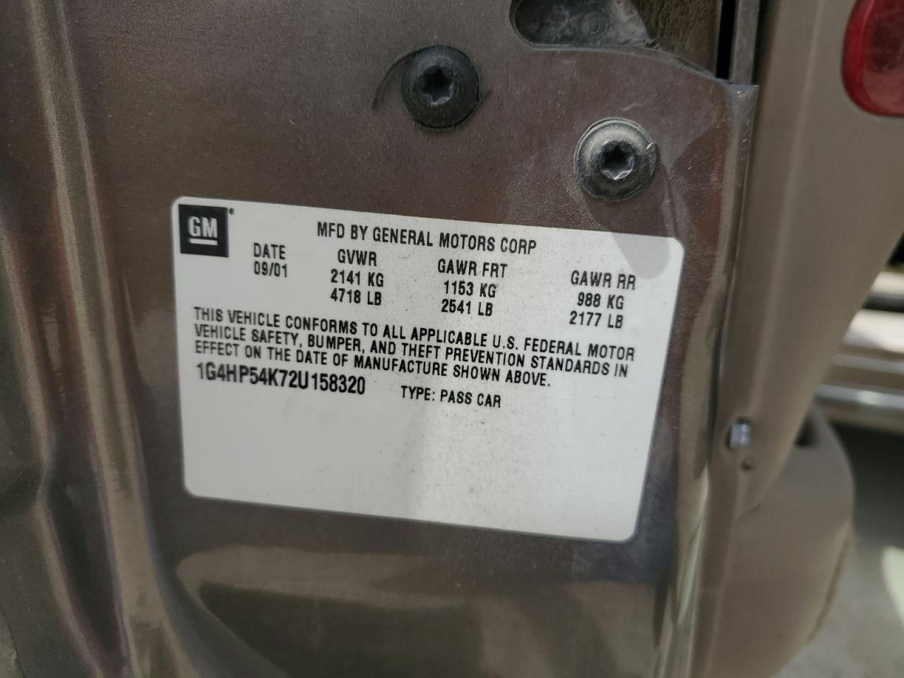 2002 Buick Lesabre Custom VIN: 1G4HP54K72U158320 Lot: 62817245