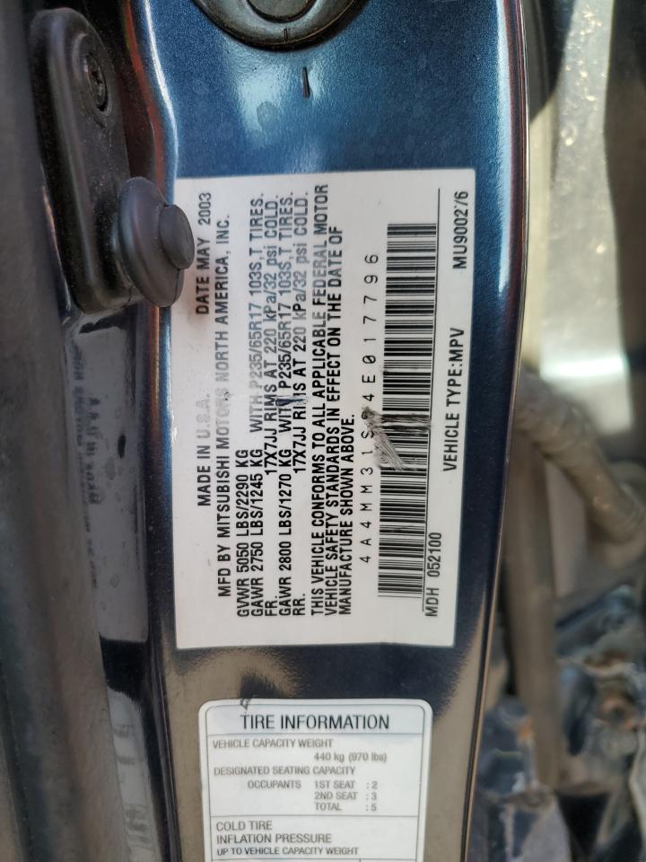 2004 Mitsubishi Endeavor Xls VIN: 4A4MM31S64E017796 Lot: 59581375
