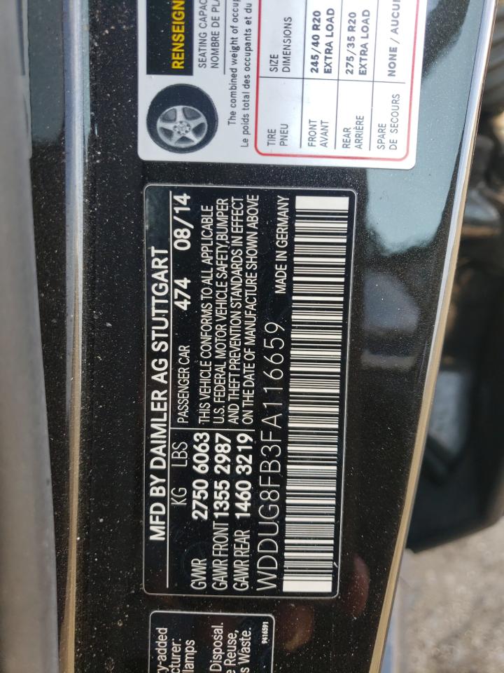 2015 Mercedes-Benz S 550 4Matic VIN: WDDUG8FB3FA116659 Lot: 57422015