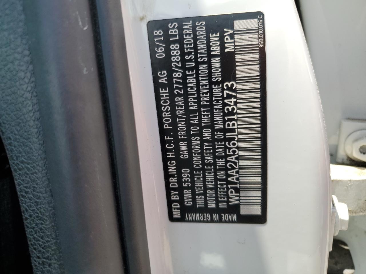 2018 Porsche Macan VIN: WP1AA2A56JLB13473 Lot: 62412265