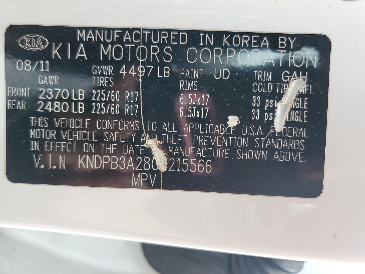 2012 Kia Sportage Base VIN: KNDPB3A28C7215566 Lot: 61909095
