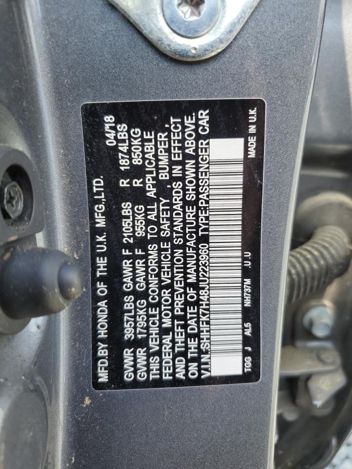 SHHFK7H48JU223960 HONDA CIVIC 2018