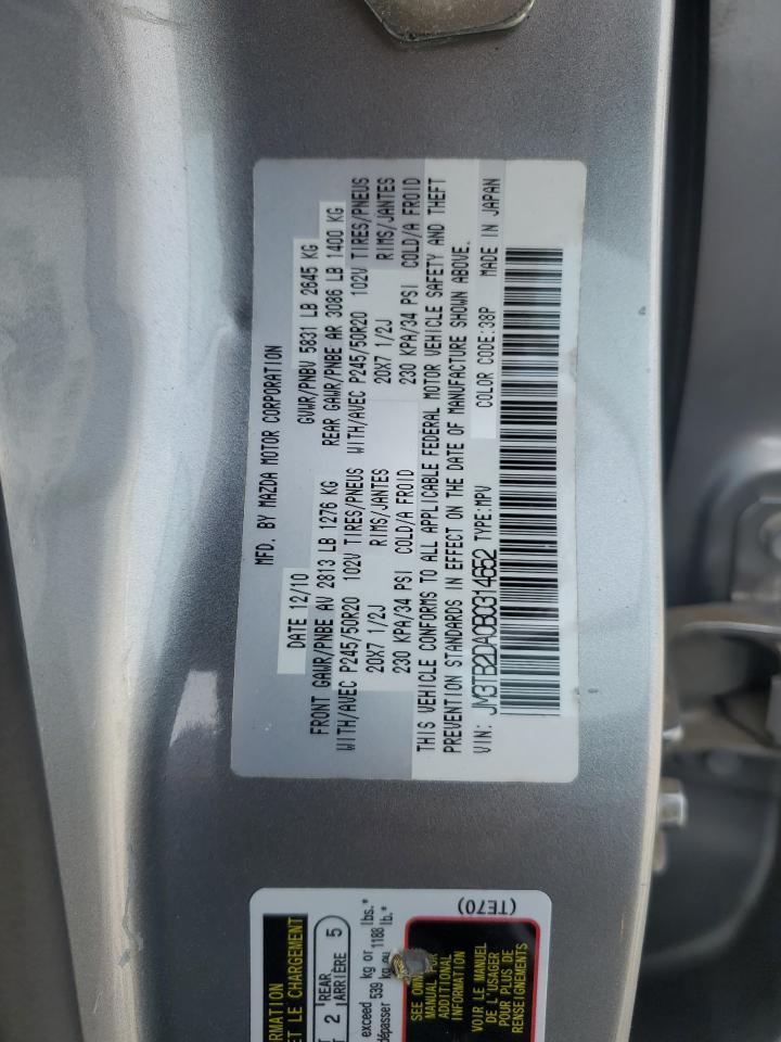 2011 Mazda Cx-9 VIN: JM3TB2DA0B0314652 Lot: 62353765