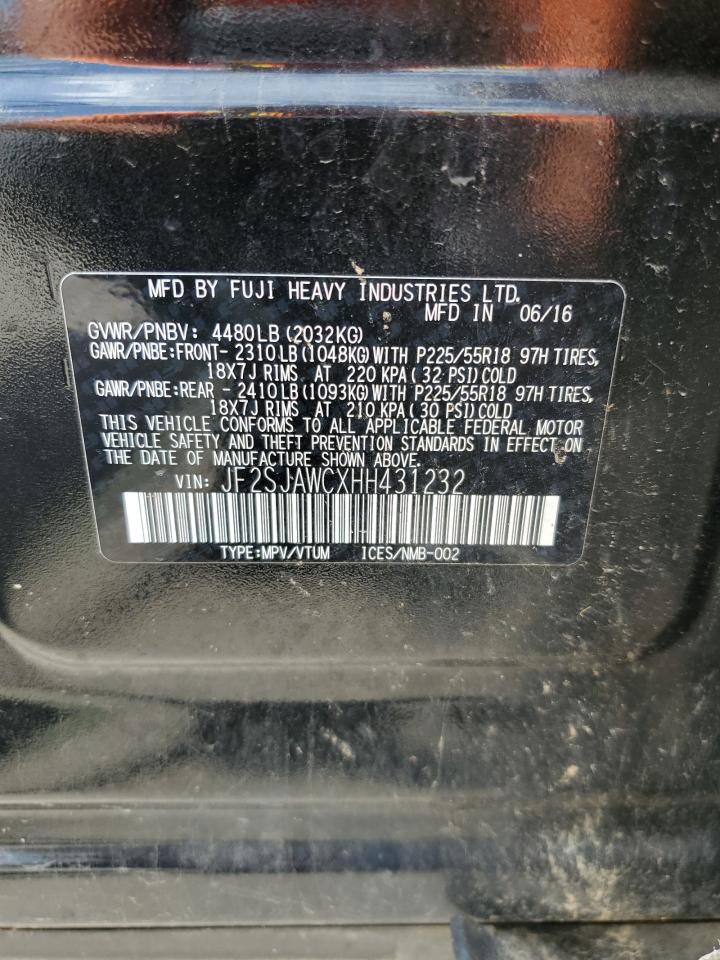 2017 Subaru Forester 2.5I Touring VIN: JF2SJAWCXHH431232 Lot: 61625265