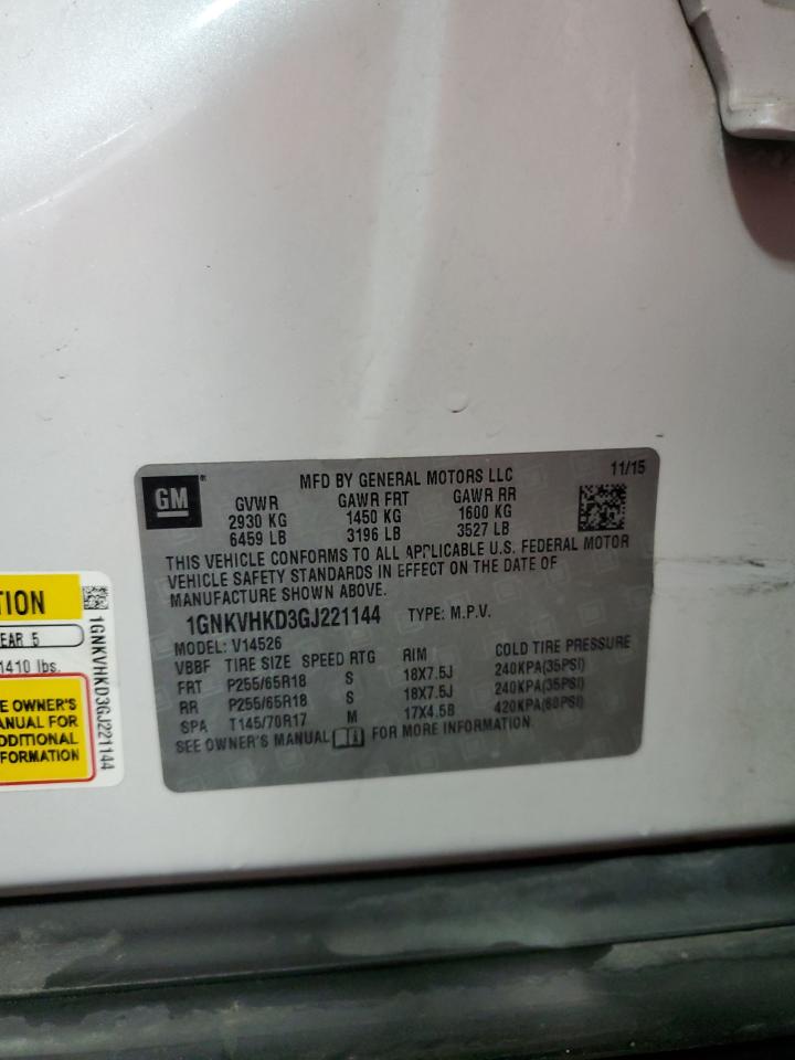 1GNKVHKD3GJ221144 CHEVROLET TRAVERSE 2016