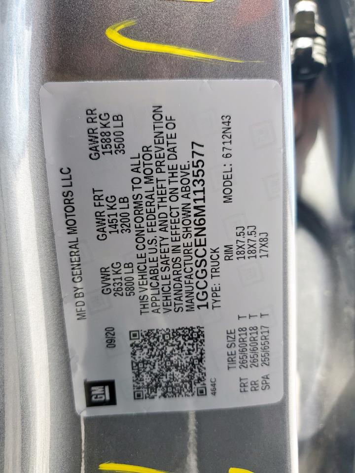 2021 Chevrolet Colorado Lt VIN: 1GCGSCEN6M1135577 Lot: 62049645