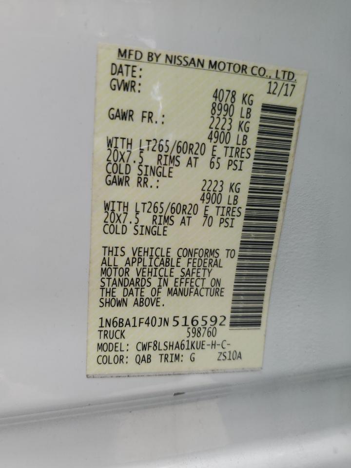 2018 Nissan Titan Xd Sl VIN: 1N6BA1F40JN516592 Lot: 61404715