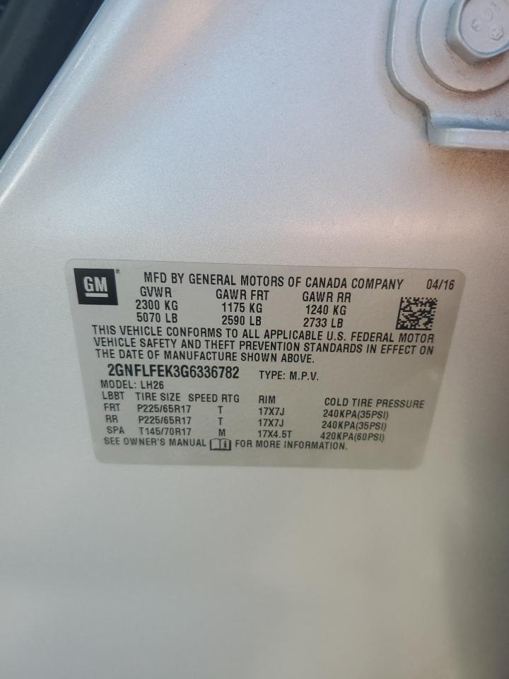 CHEVROLET EQUINOX 2016 VIN 2GNFLFEK3G6336782 zdjęcie 13